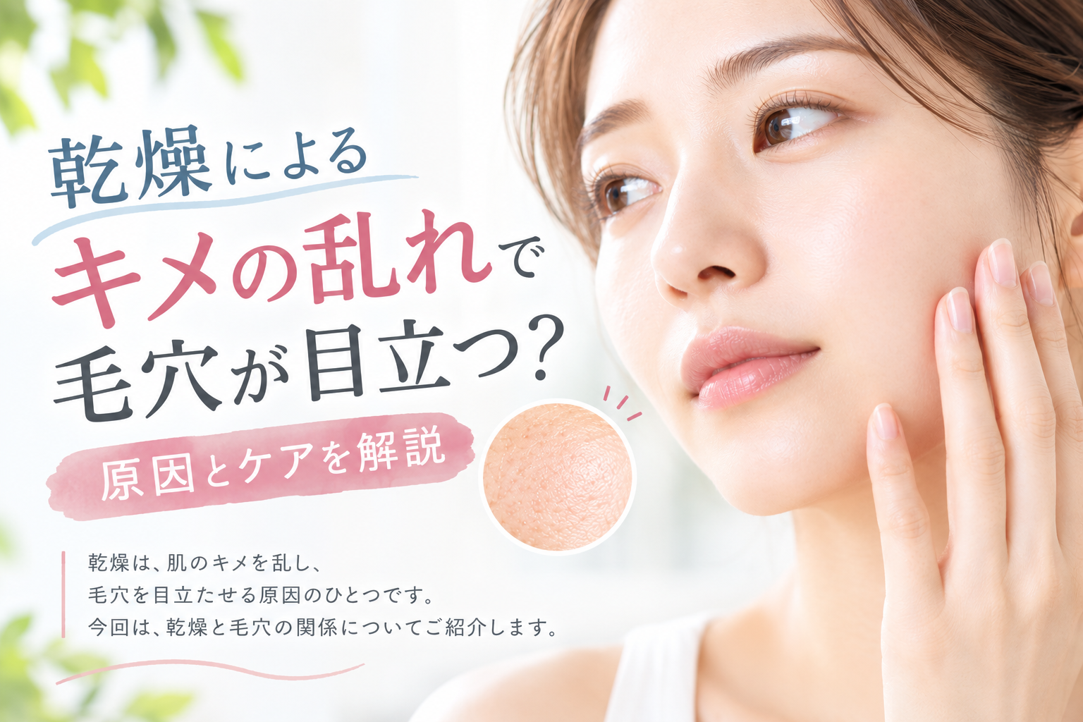 乾燥によるキメの乱れで毛穴が目立つ?原因とケア